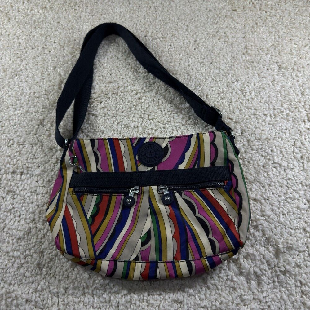 KIPLING Crossbody Travel Vibrant Mod Geo Print Bag Purse Brightside Monkey
